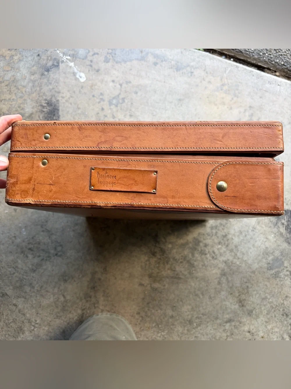 Vintage Hartmann Hard Sided Tan Belting Leather Briefcase Combination Lock  Good